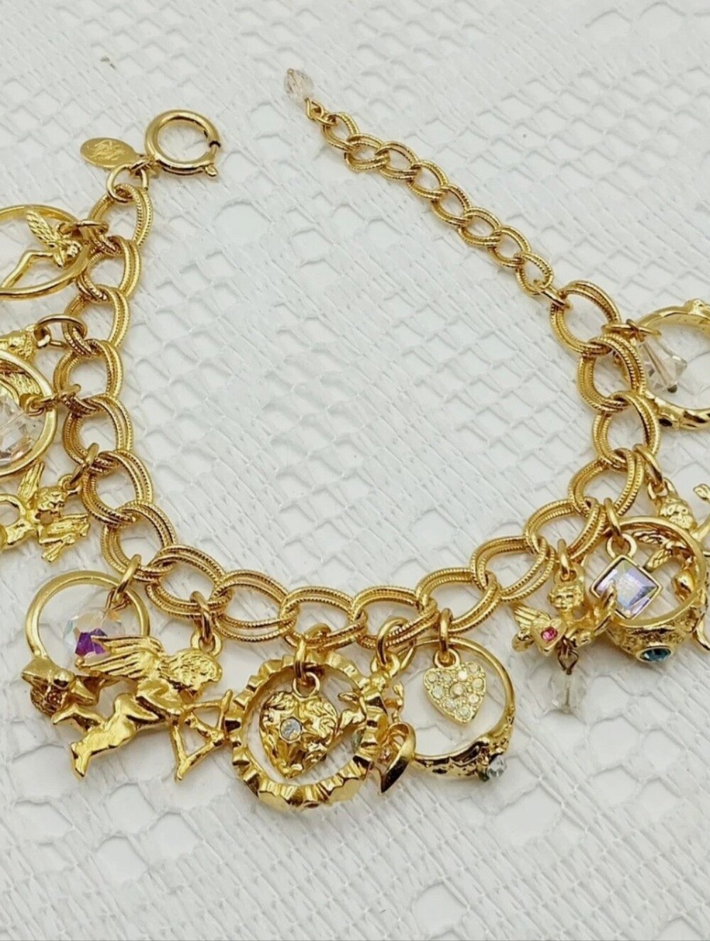 Kirks Folly "Secret Of The Seven Angels" Charm Bracelet with Crystal Accents